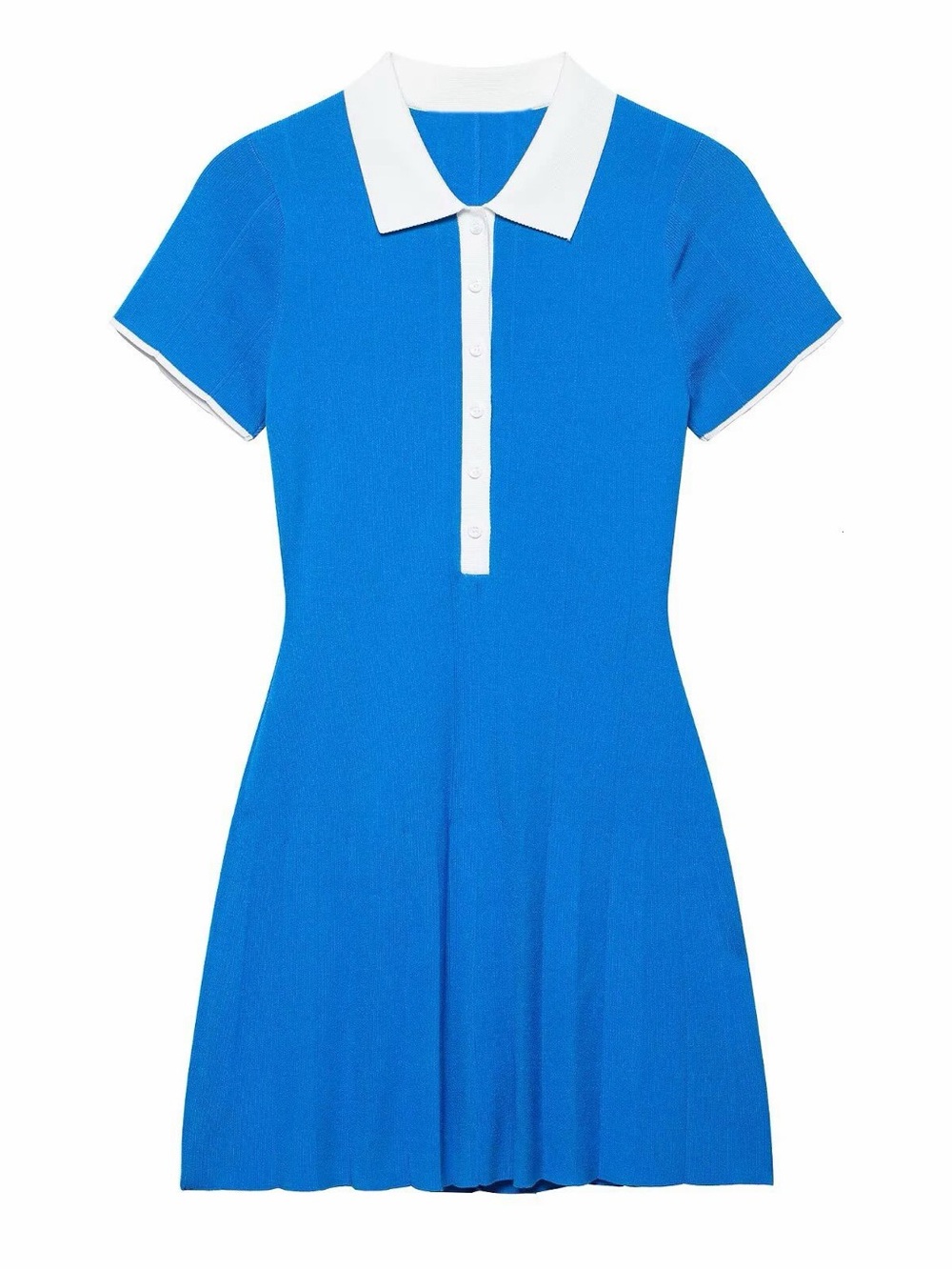 Zara Bright Blue Mini Polo Dress with White Collar